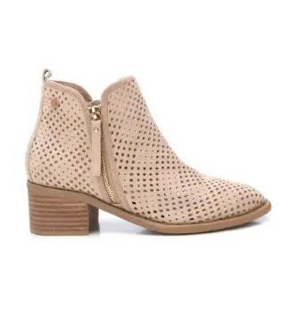 per donna 14396103-BEIGE Stivaletti in pelle 143961 beige (37), 5 a 8cm, Cerniera, Casual