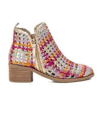 per donna 14396301-FUCSIA Stivaletti 143963 multicolore (37), Pelle, Tessuto, 5 a 8cm, Cerniera, Casual