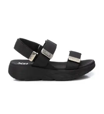 per donna 14407303-NEGRO Sandali 144073 neri (37), Nero, 3 a 5cm, Velcro, Casual