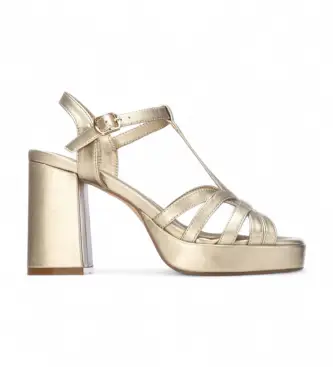 per donna 14510405-ORO Sandali 145104 oro (37), 8 a 10cm, Fibbia, Casual, Da sera, Pelle verniciata