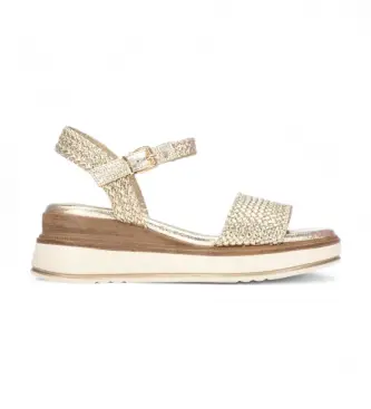 per donna 14525101-ORO Sandali dorati 145251 (37), Tessuto, 3 a 5cm, Fibbia, Casual
