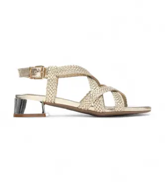 per donna 14525901-ORO Sandali dorati 145259 (37), 1 a 3 cm, Fibbia, Casual, Da sera