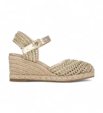 per donna 14529601-ORO Espadrillas dorate 145296 (37), 5 a 8cm, Fibbia, Casual