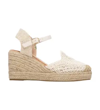 per donna 14541702-BEIGE Espadrillas 145417 beige (37), Tessuto, 5 a 8cm, Fibbia, Casual
