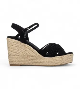 per donna 14542002-NEGRO Sandali 145420 neri (37), Nero, Tessuto, 5 a 8cm, Fibbia, Casual