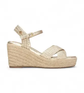 per donna 14545101-ORO Sandali dorati 145451 (37), Tessuto, 8 a 10cm, Fibbia, Casual