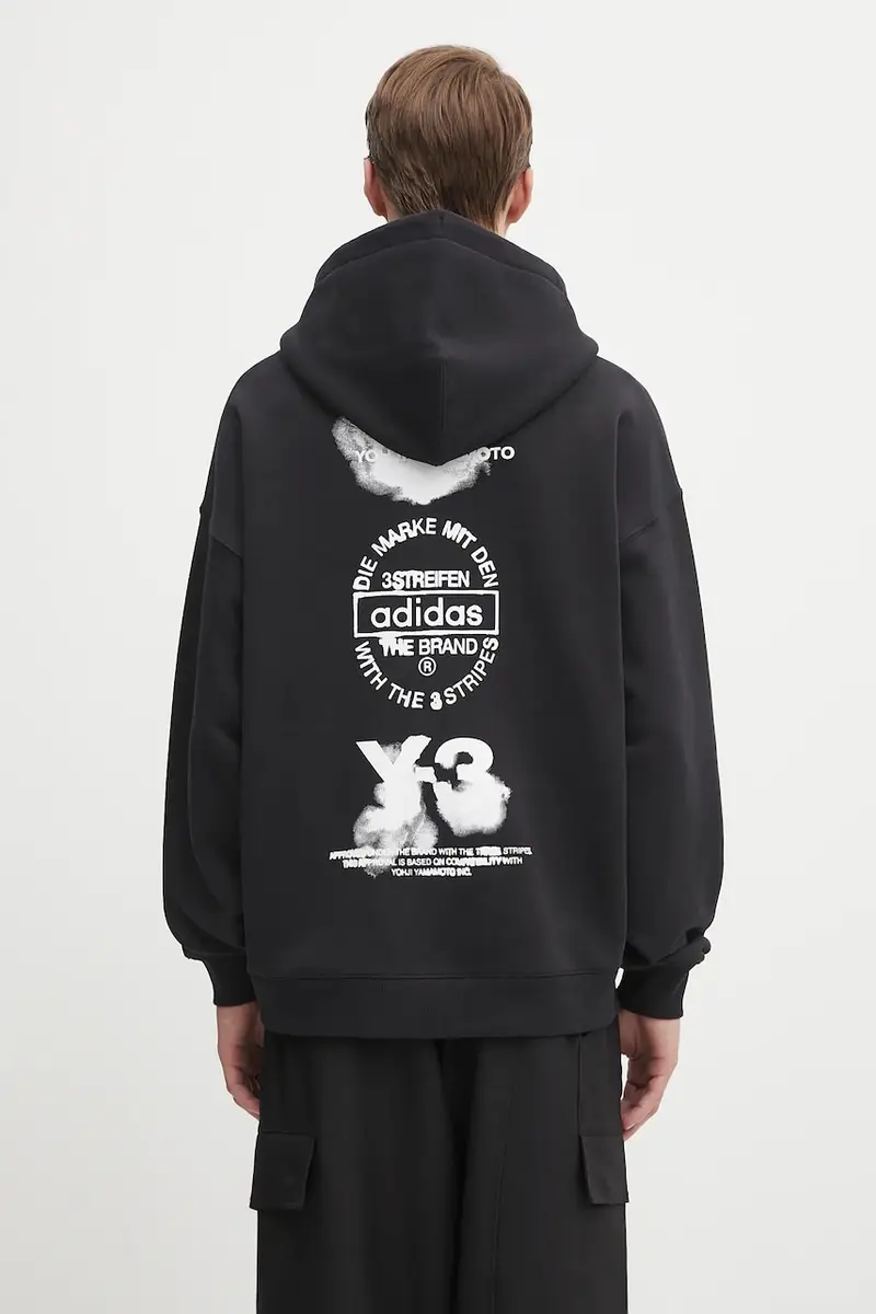 felpa in cotone Graphic uomo colore nero con cappuccio JX4748