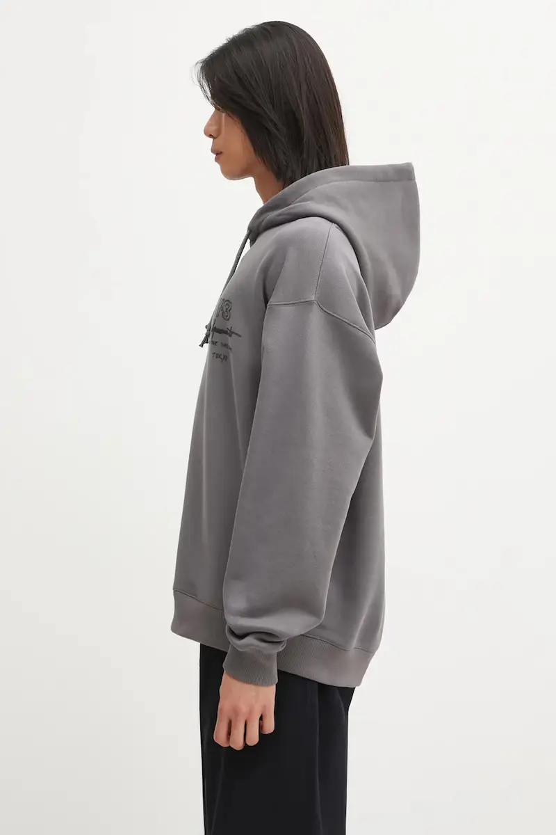 felpa in cotone MERCH HODDIE uomo colore grigio con cappuccio KB2605 miniatura 2