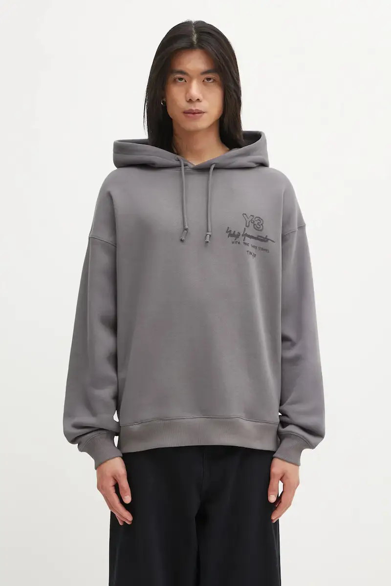 felpa in cotone MERCH HODDIE uomo colore grigio con cappuccio KB2605