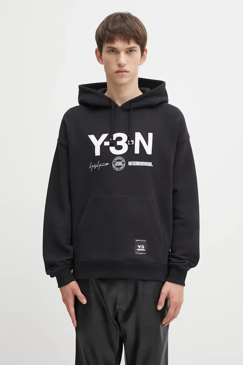 felpa in cotone x Neighborhood Graphic uomo colore nero con cappuccio JW7004