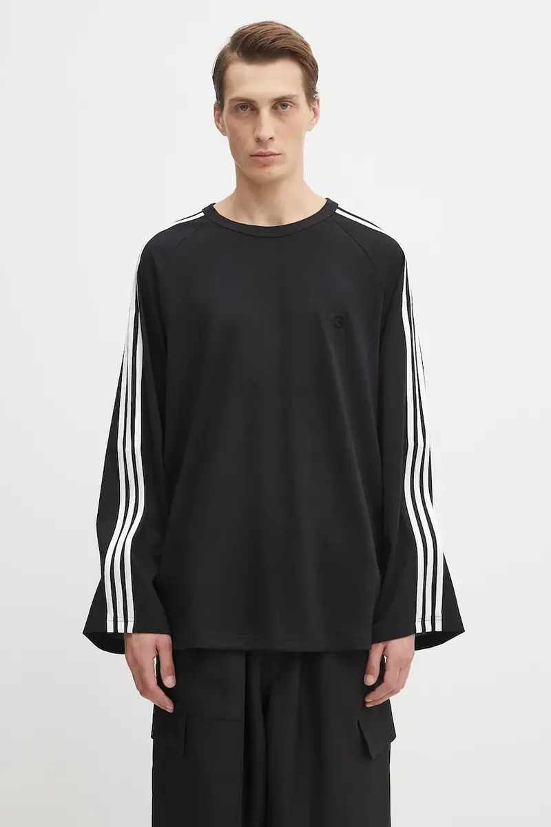 longsleeve con aggiunta di cotone Wire Long Sleeve 3-Stripes colore nero con applicazione JW7351