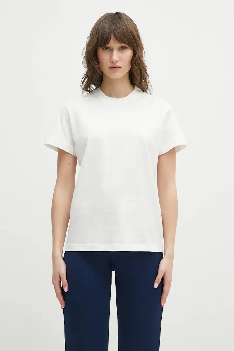 maglietta in cotone Regular Short Sleeve Tee donna colore bianco IX0391