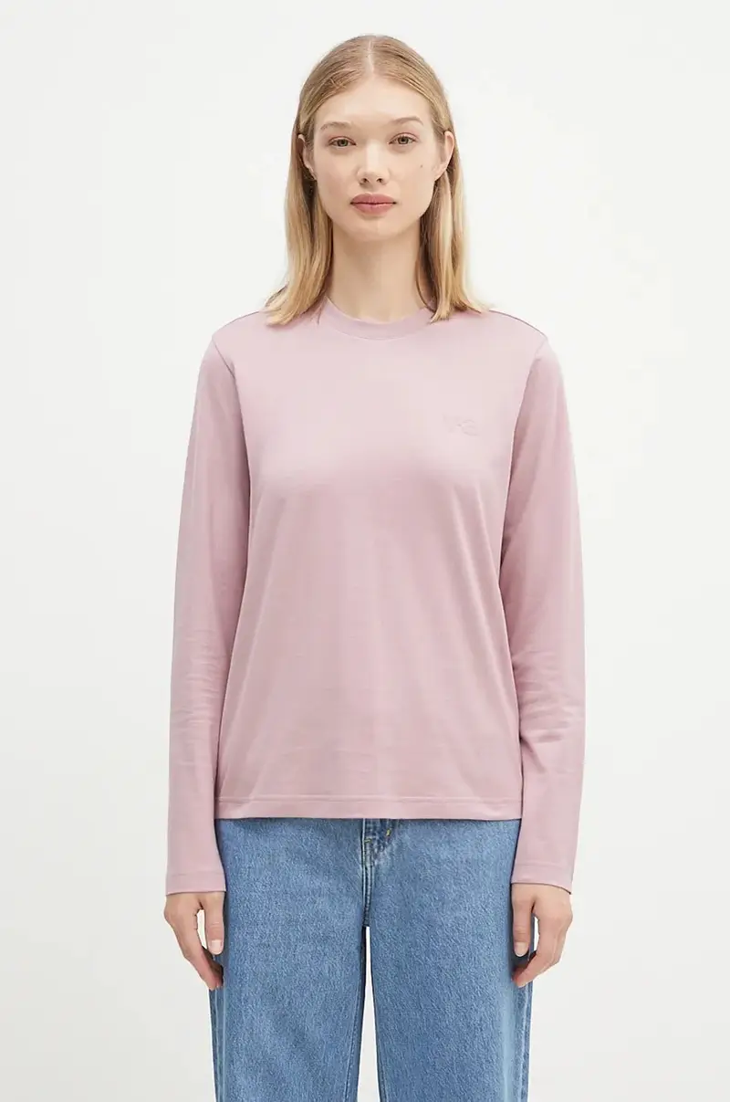 top a maniche lunghe in cotone Regular Longsleeve Tee colore rosa JD9823