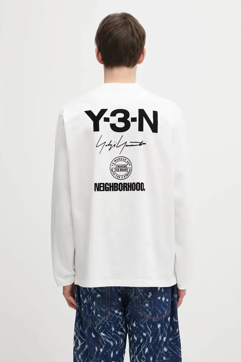 top a maniche lunghe in cotone x Neighborhood Logo colore bianco JX7455 miniatura 3