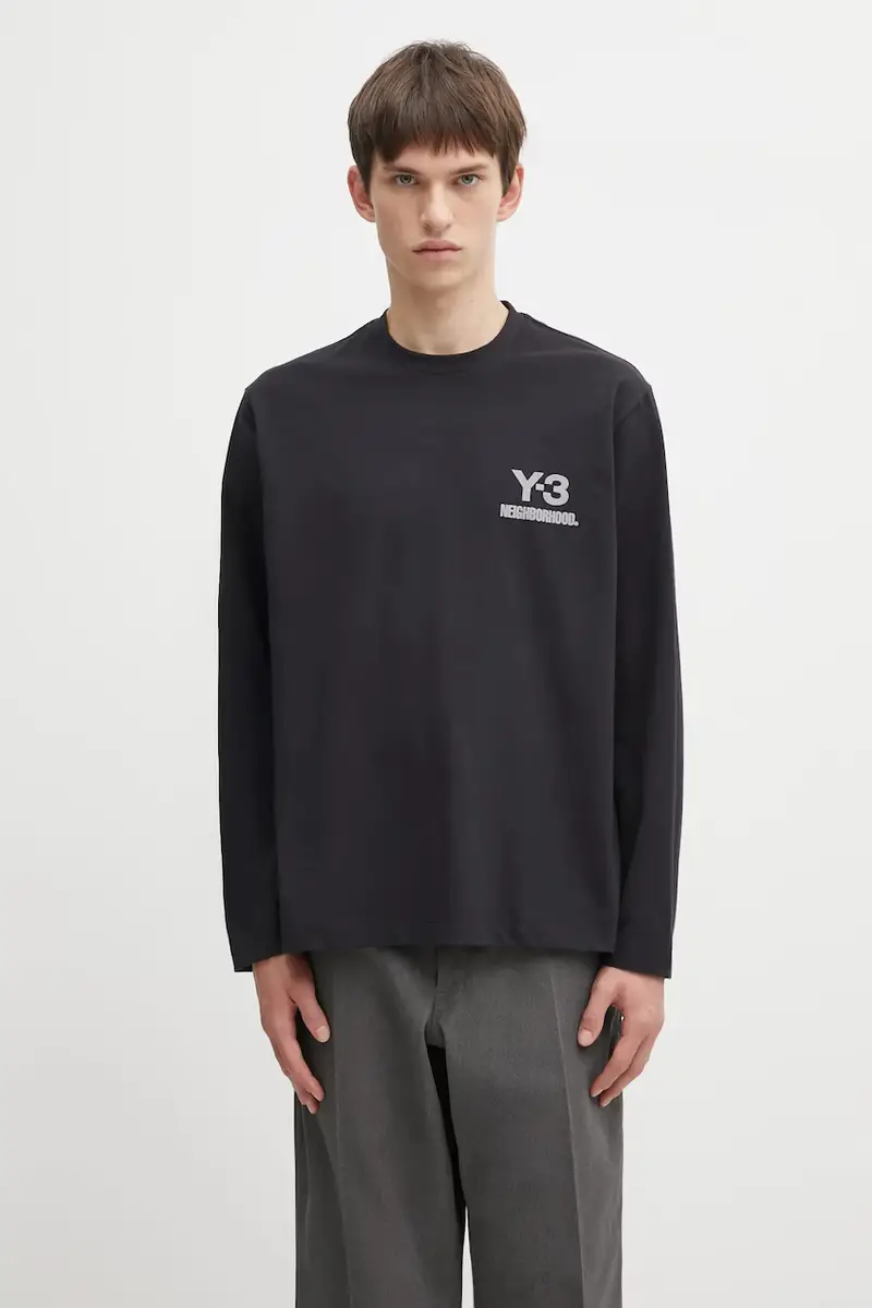 top a maniche lunghe in cotone x Neighborhood Logo colore nero JW7001 miniatura 3