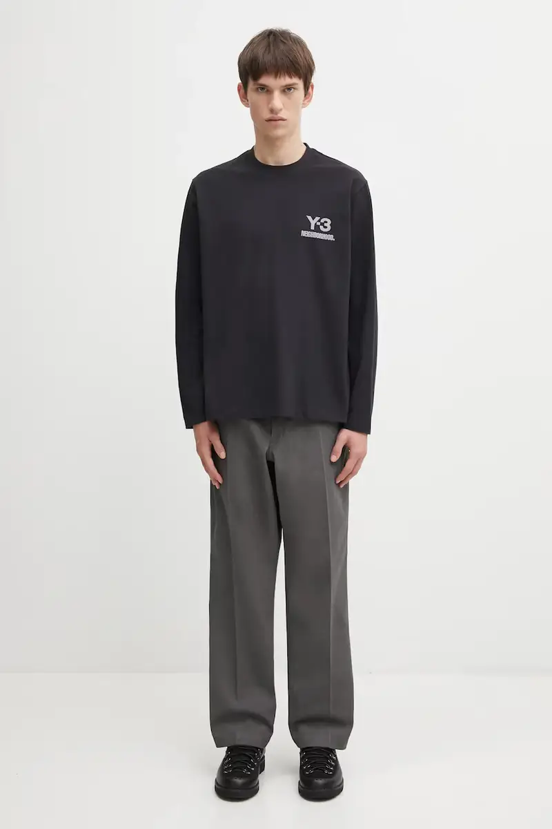 top a maniche lunghe in cotone x Neighborhood Logo colore nero JW7001 miniatura 5