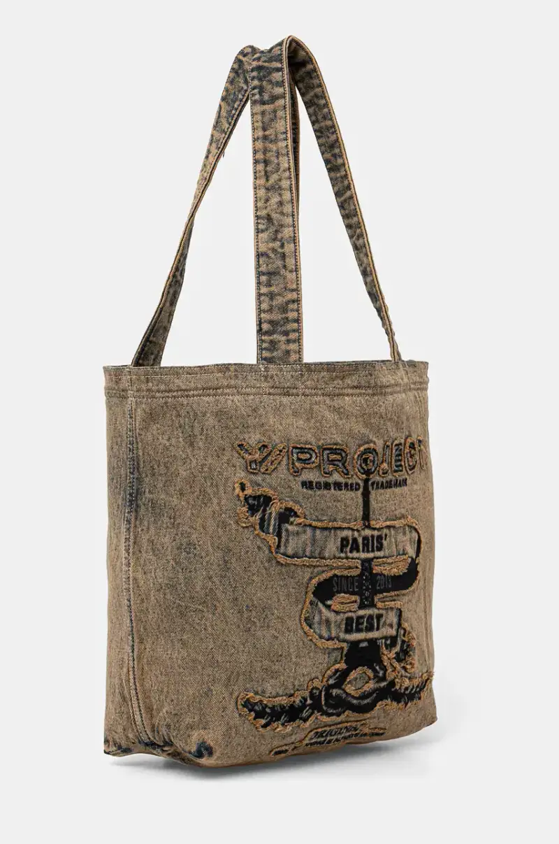 borsa in denim PARIS' BEST TOTE BAG colore beige 620BA004 miniatura 2