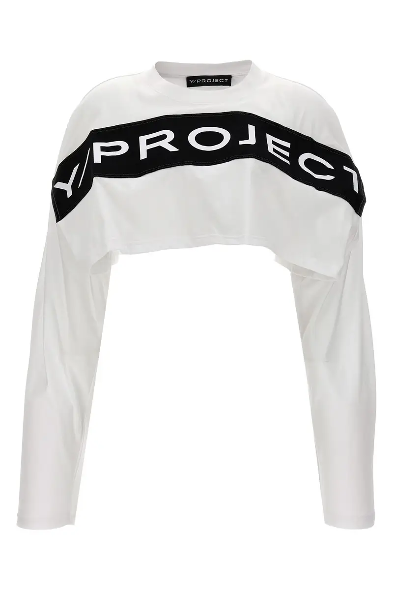 T-Shirt Cropped Logo Bianco