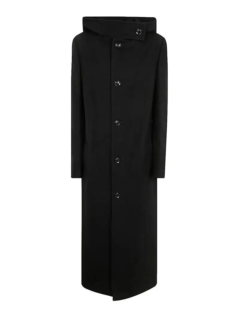 Cappotto U-Long C con felpa con cappuccio Nero