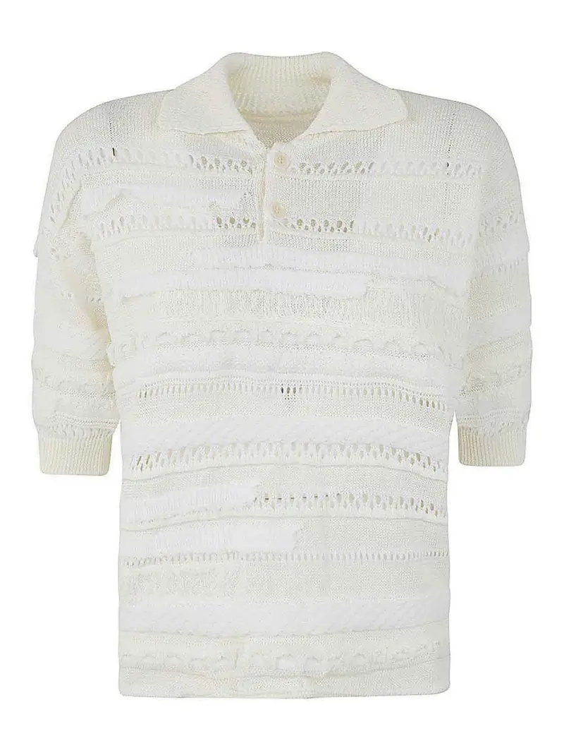 Pullover mezza manica con colletto Bianco