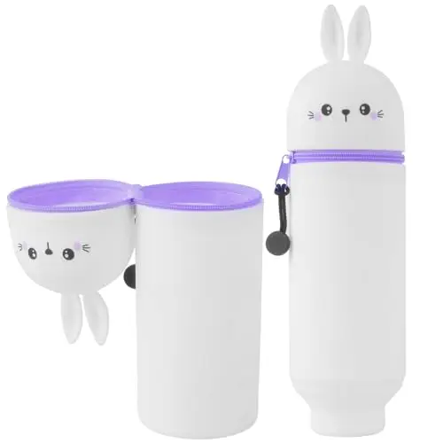 YADOBIG 2 in 1 Astuccio in Silicone, Telescopico Astuccio in Piedi in Silicone, con Cerniera, Adatto per la Scuola,