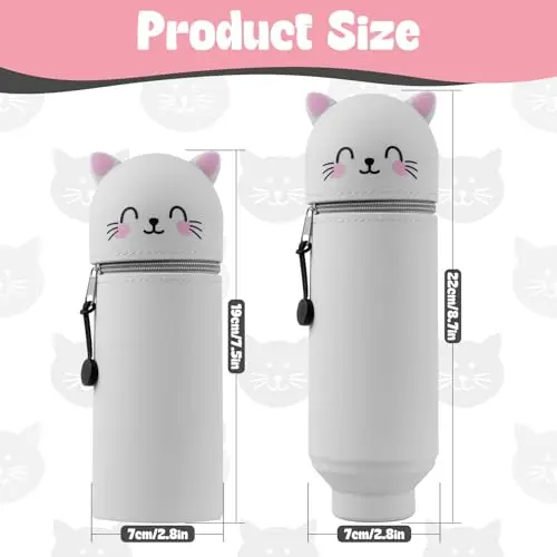 YADOBIG 2 in 1 Astuccio in Silicone, Telescopico Astuccio in Piedi in Silicone, Kawaii Gatti, con Cerniera, Adatto per miniatura 2