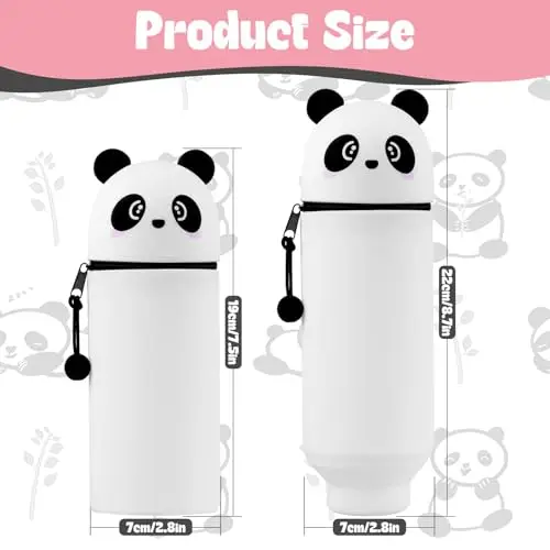 YADOBIG 2 in 1 Astuccio in Silicone, Telescopico Astuccio in Piedi in Silicone, Kawaii Panda, con Cerniera, Adatto per miniatura 2