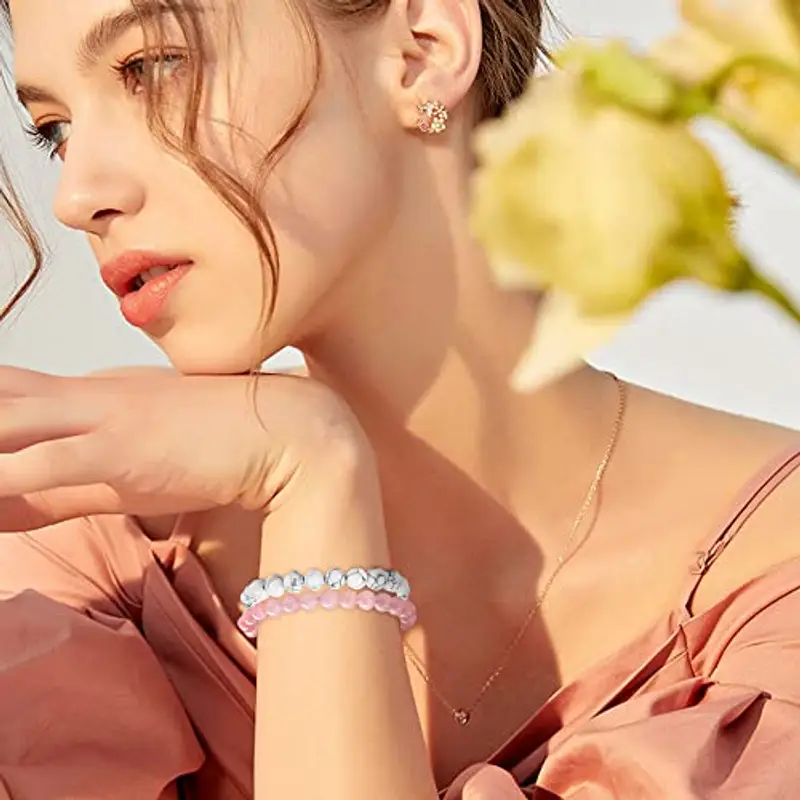 YADOCA 12 Pezzi 8mm Braccialetti di Perline per Uomo Donna Healing Bracciale in Pietra Naturale Regolabile Stretch miniatura 3