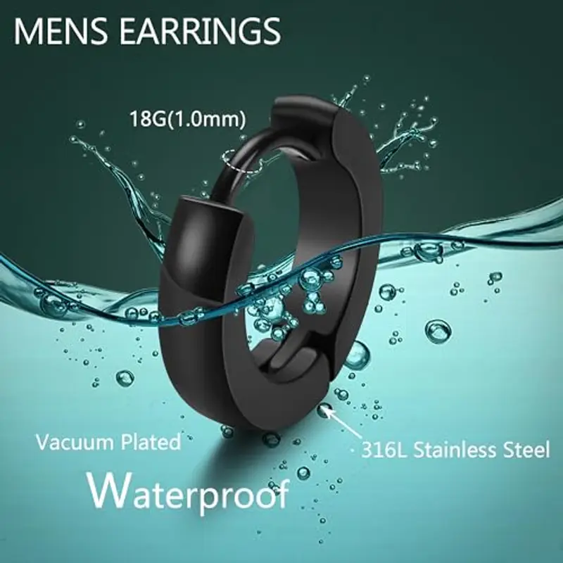 YADOCA Orecchini Uomo Nero 2331198 miniatura 2