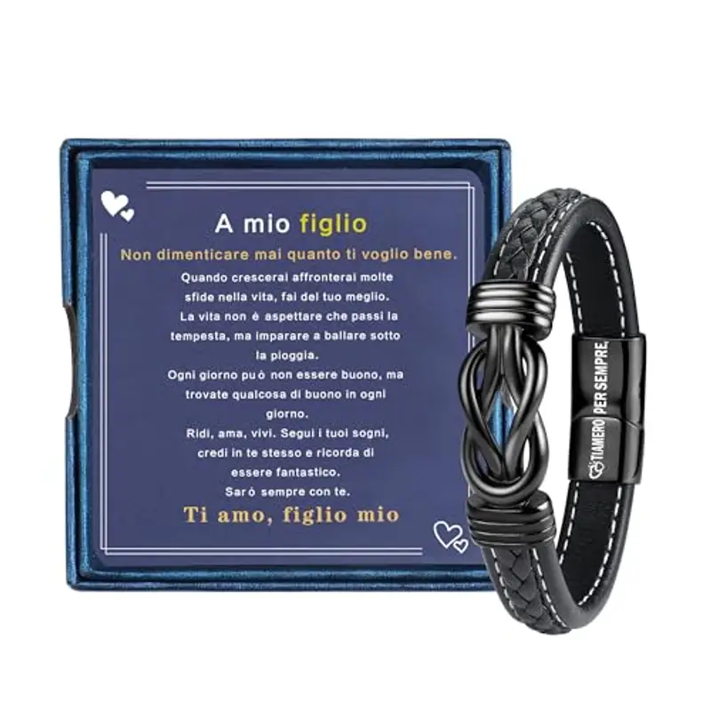 YADOCA Bracciale a Mio Figlio, Bracciale in Pelle da Uomo per Regali di Natale di Compleanno del Figlio, Braccialetti