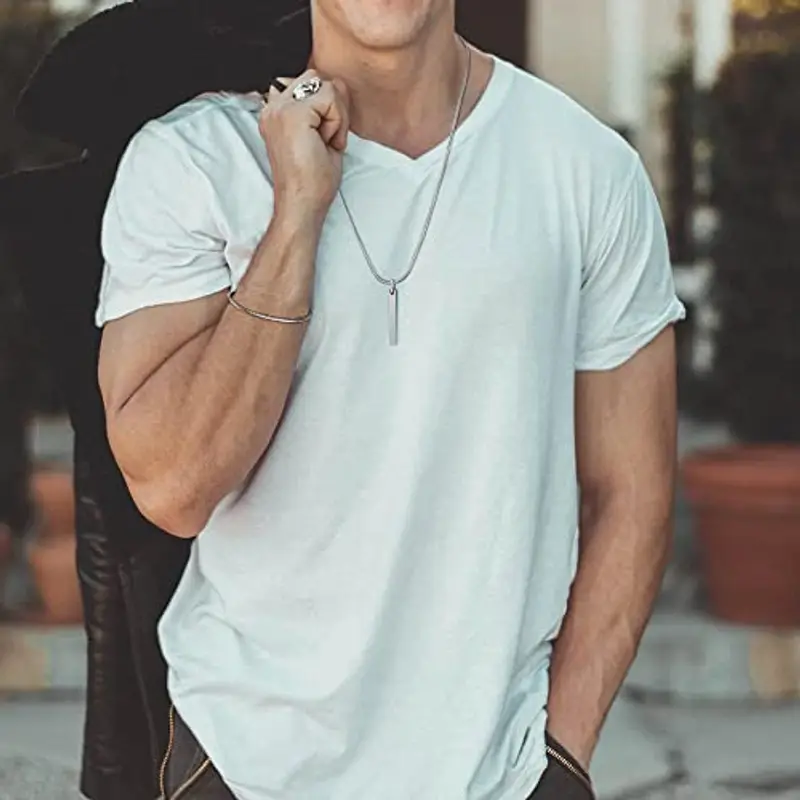 YADOCA Collana da Uomo con Ciondolo a Barra e Braccialetti in Acciaio Inossidabile per Donna, Bracciale a Catena a miniatura 2