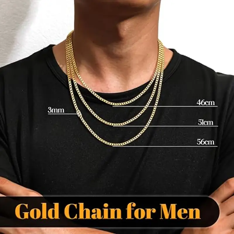 YADOCA Collana Uomo Argento 925, 3mm di Spessore Collana Catena per Uomo Robusta Catena in Oro Uomo Collana Gioielli Ipoallergenici per Uomo con Confezione Regalo 51cm miniatura 3