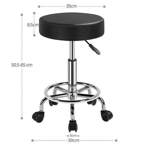 Yaheetech Sgabello con Ruote, Regolabile in Altezza, Sedia Rotondo Estetista con Rotelle Girevole, per Salone Toeletta miniatura 3