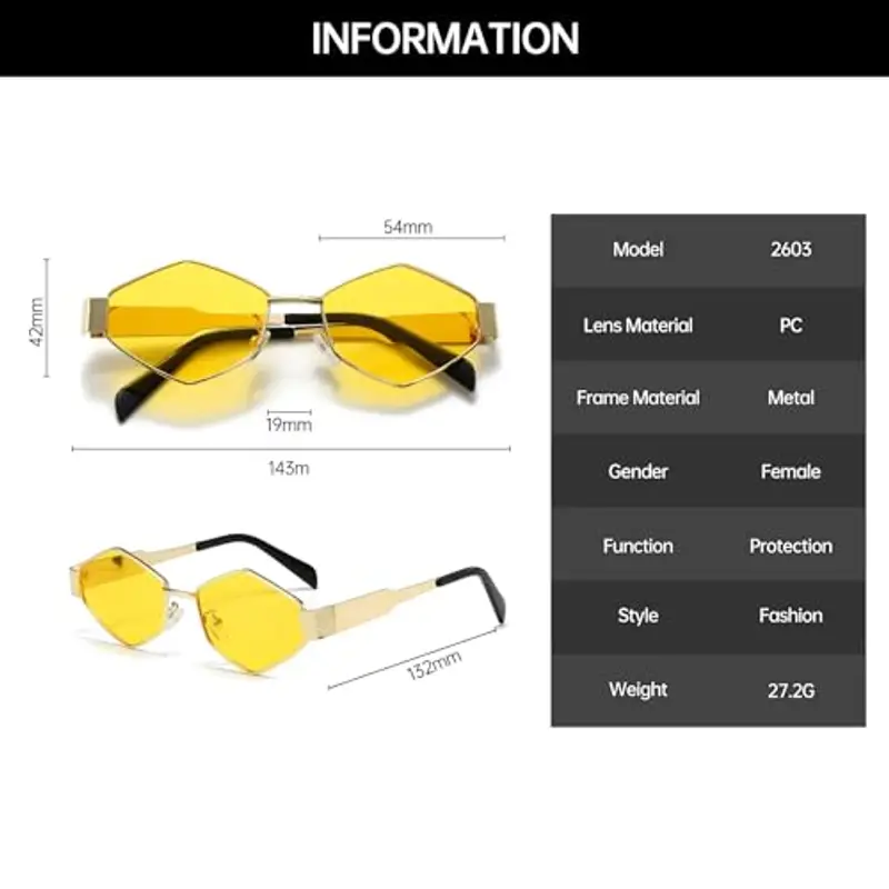 YAMEIZE Occhiali da sole Uomo Giallo 1606911 miniatura 3