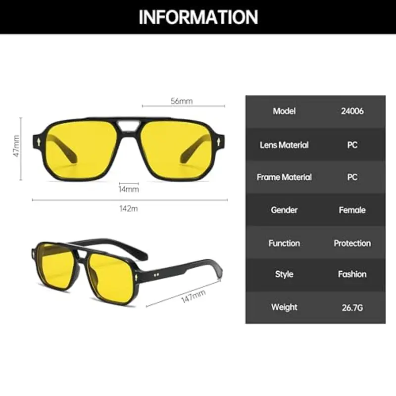 YAMEIZE Occhiali da sole Uomo Giallo 1606708 miniatura 3