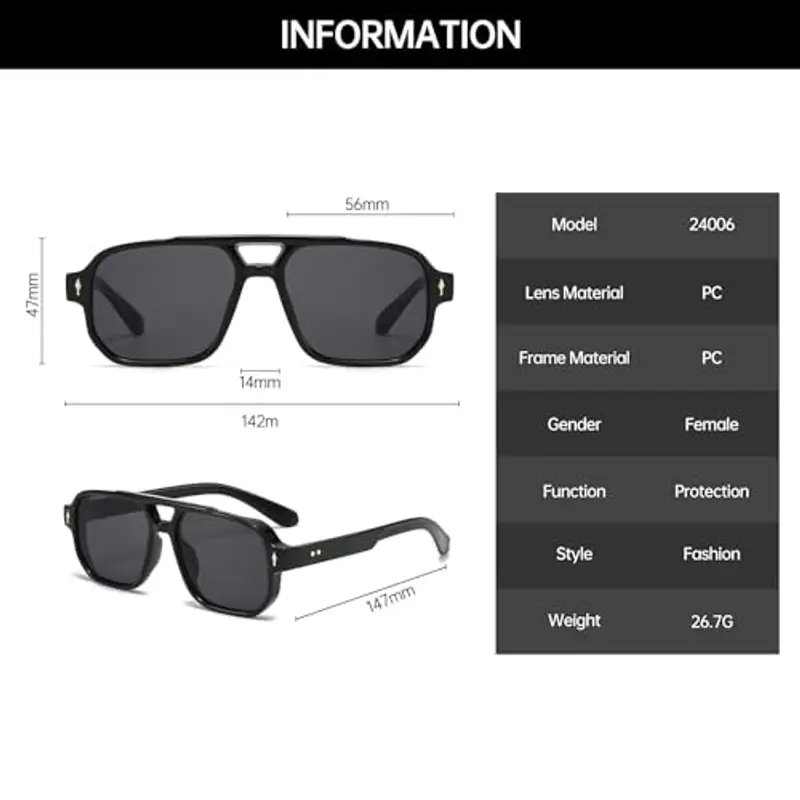 YAMEIZE Occhiali da sole Uomo Nero 1606711 miniatura 3