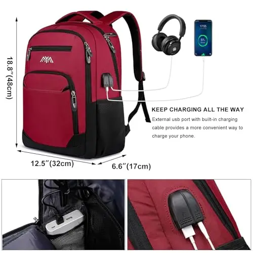 YAMTION - Zaino da ragazzo/uomo, per computer portatile, zainetto per scuola, lavoro, escursioni, viaggi, campeggio miniatura 2