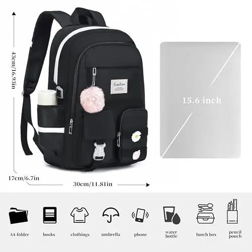 YAMTION Zaino da scuola per ragazze adolescenti, zaino per laptop da 15, 6 pollici, borsa per libri per studenti delle miniatura 3