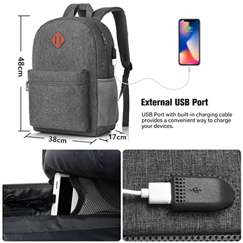 YAMTION Zaino scuola Uomo Grigio 2197909 miniatura 3