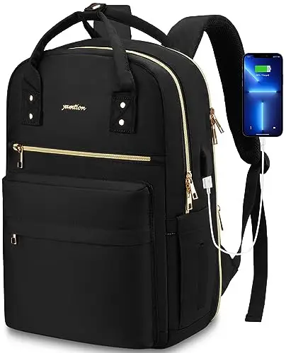 YAMTION Zaino Porta PC Donna 17,3",Zaini Scuola Superiore Borsa Ragazza con Porta USB per università Viaggi Lavoro