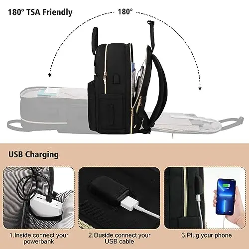 YAMTION Zaino Porta PC Donna 17, 3", Zaini Scuola Superiore Borsa Ragazza con Porta USB per università Viaggi Lavoro miniatura 2