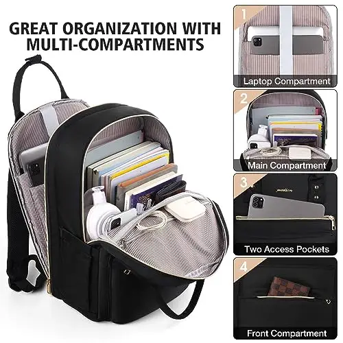 YAMTION Zaino Porta PC Donna 17, 3", Zaini Scuola Superiore Borsa Ragazza con Porta USB per università Viaggi Lavoro miniatura 3