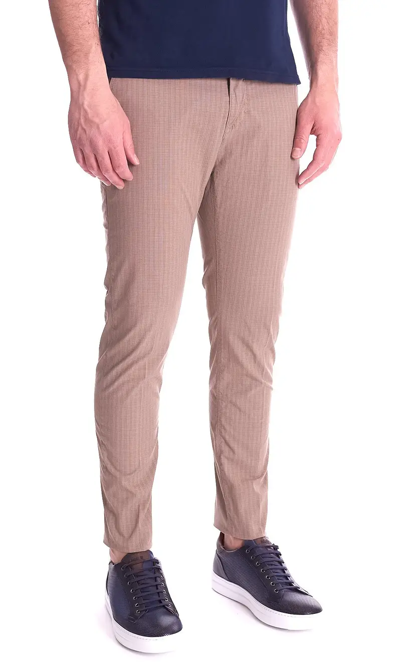 Pantalone a quadri yan simmon story, colore fango