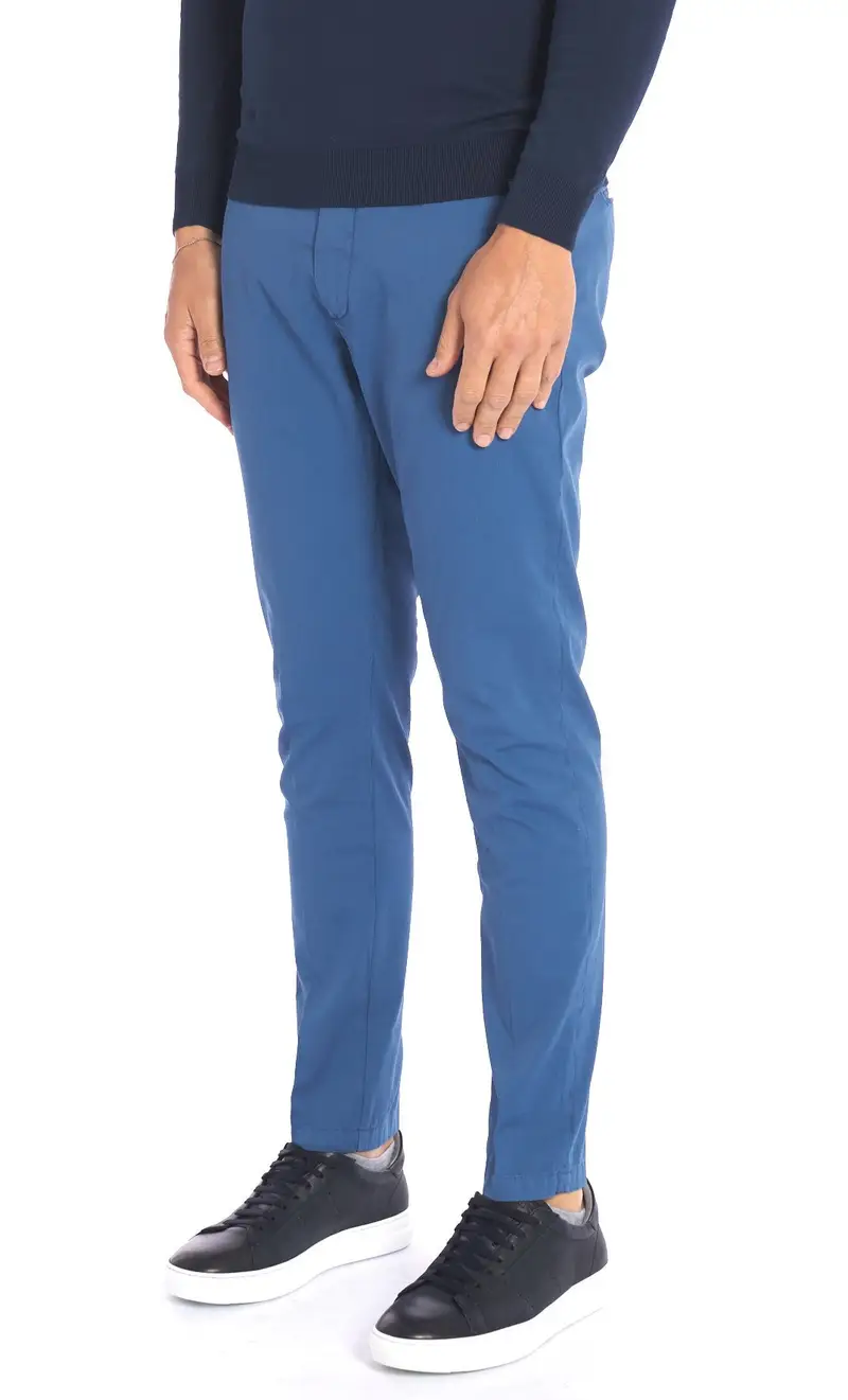 Pantalone canneté yan simmon man stretch, colore avio