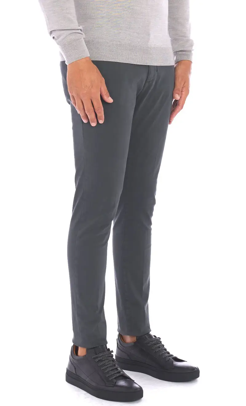 Pantalone chino yan simmon story elasticizzato tinta unita, colore grigio