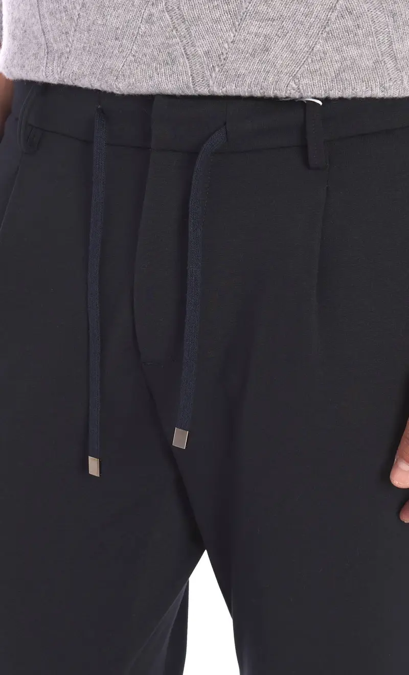 Pantalone yan simmon con coulisse e pinces blu - life, colore blu miniatura 2