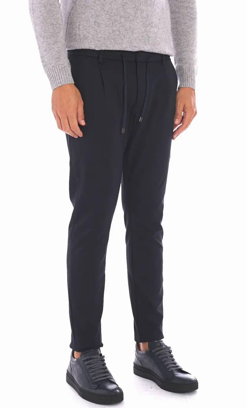 Pantalone yan simmon con coulisse e pinces blu - life, colore blu