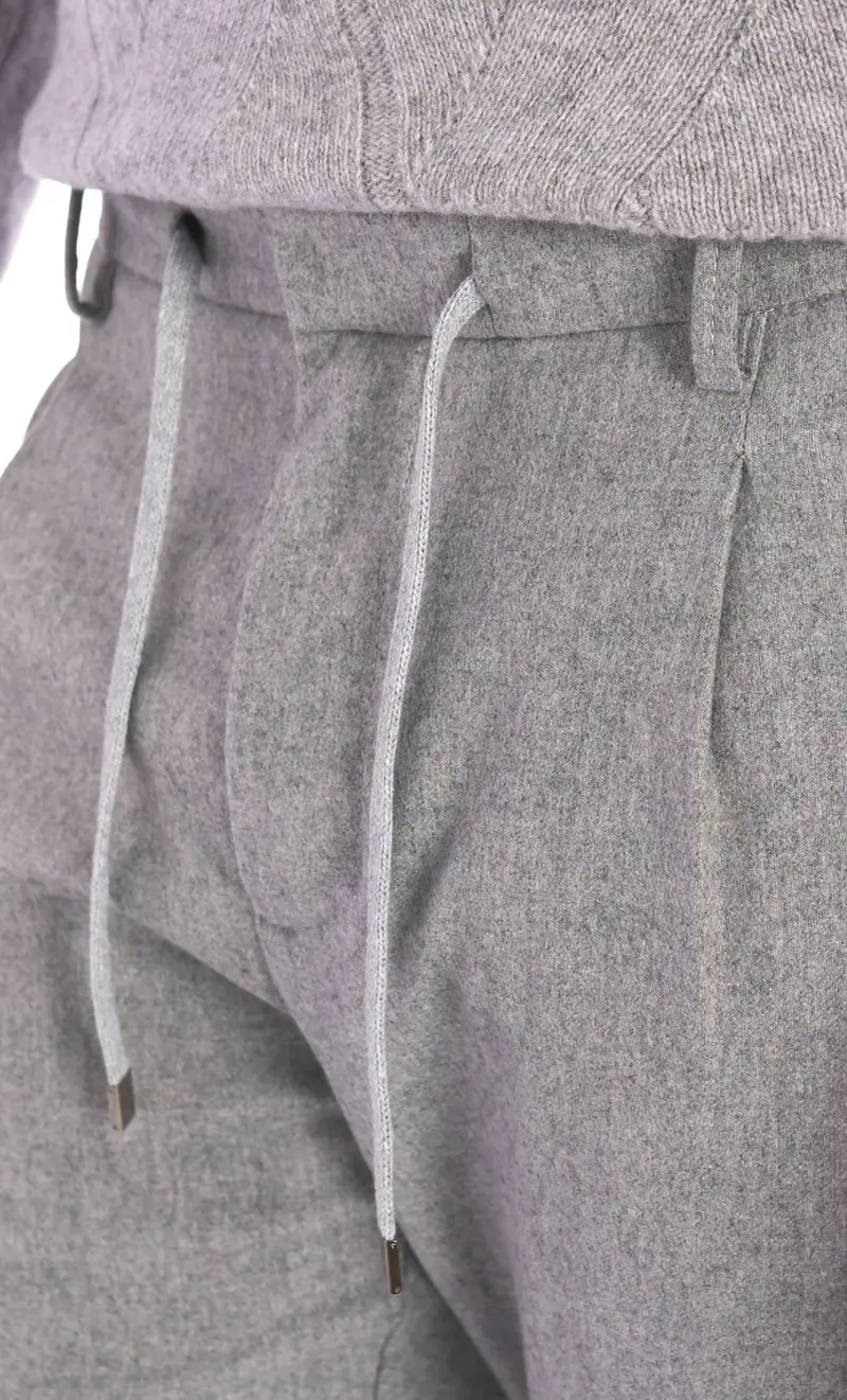 Pantalone yan simmon con coulisse e pinces grigio in lana - life, colore grigio miniatura 2