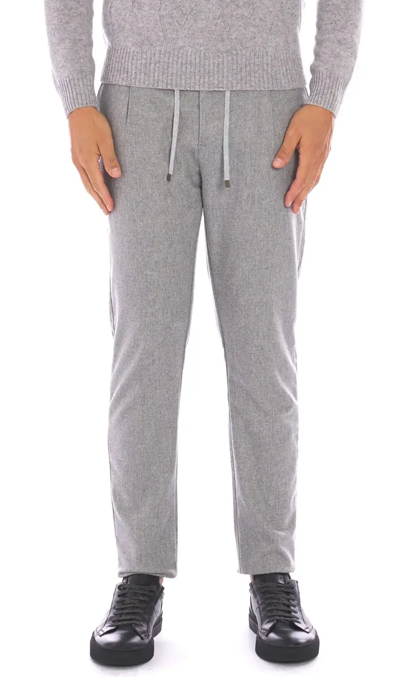 Pantalone yan simmon con coulisse e pinces grigio in lana - life, colore grigio