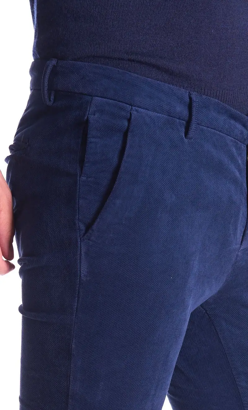 Pantalone yan simmon man in velluto blu, colore blu miniatura 2